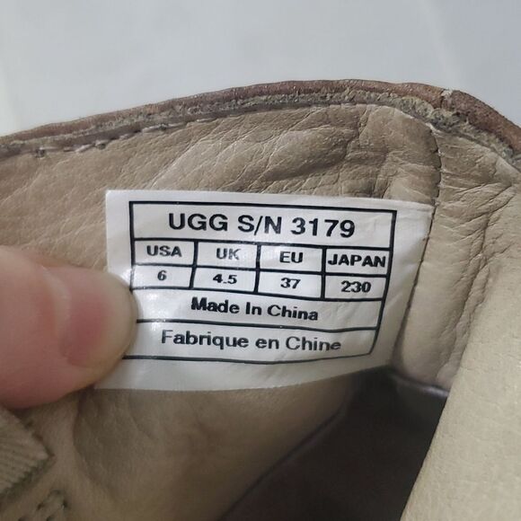 Ugg Australia Brown Leather Gold Hardware Harness Ankle Short Boots Women's 6 - Picture 11 of 13